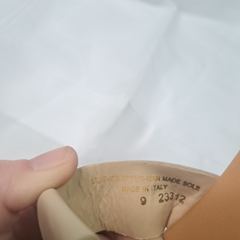 Ilaria Sartori Flat Slide Sandals Sz 9 Beige Made In Italy‎ Genuine Leather - Picture 3 of 7